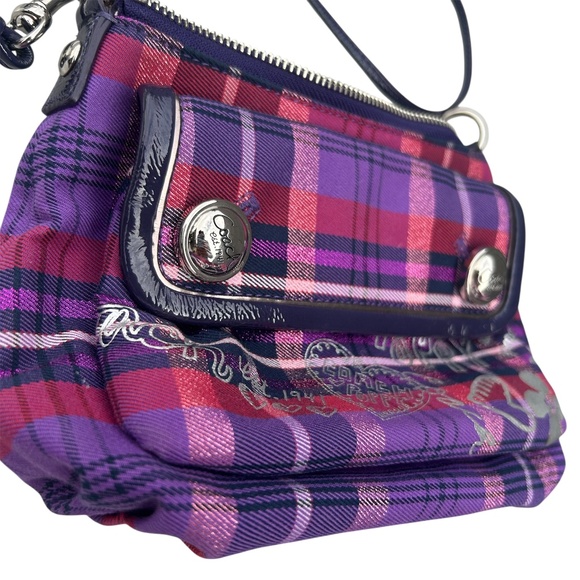 Coach Poppy Vintage Purple Tartan Plaid Crossbody Bag Excellent Condition - Picture 3 of 9